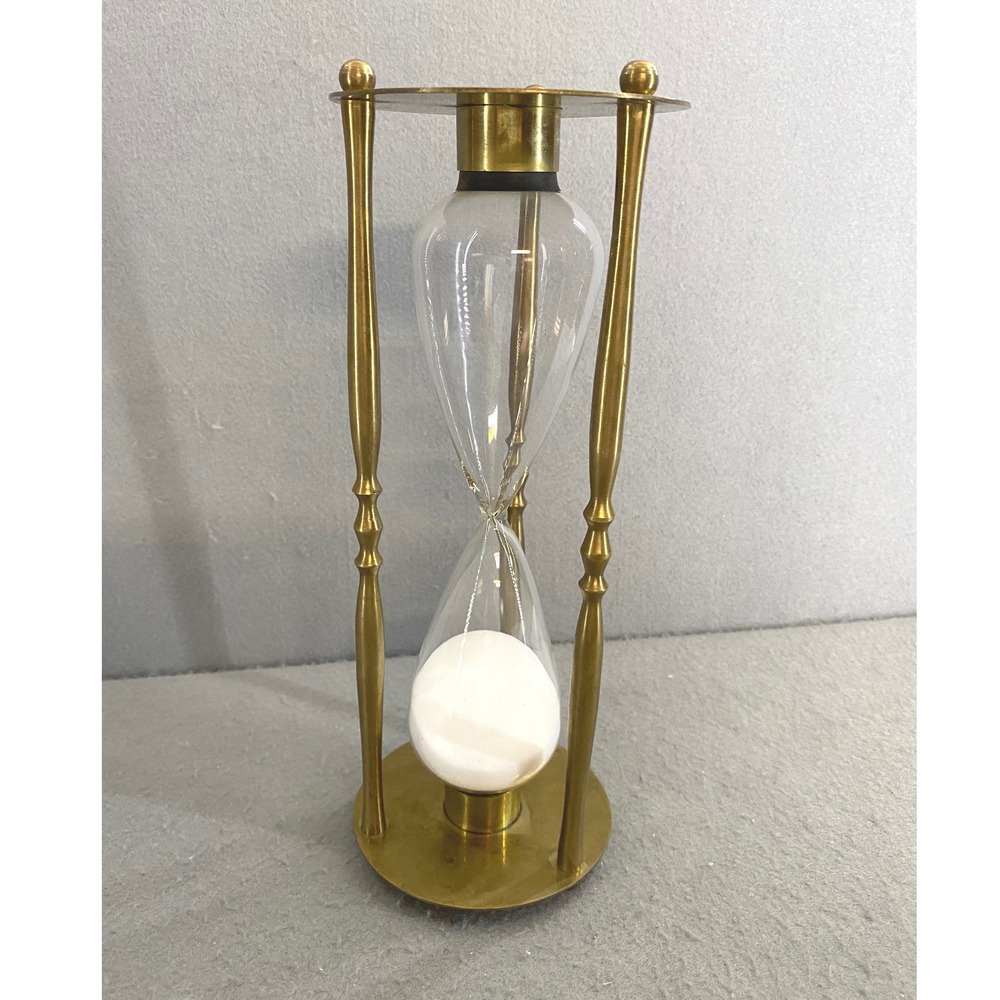 Vintage Large Brass Hourglass Sand Timer Patina Mid Mod Decor